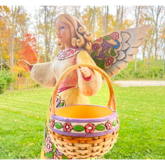 Jim Shore Angel Figurine Basket 21.5” Large Statue Stone Resin Sculpture Vtg '06 - Picture 13 of 16